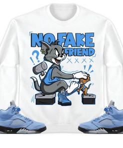 Jordan 5 University Blue Unisex Shirt Fake Friend Cat And Mouse, Shirt To Match Sneaker