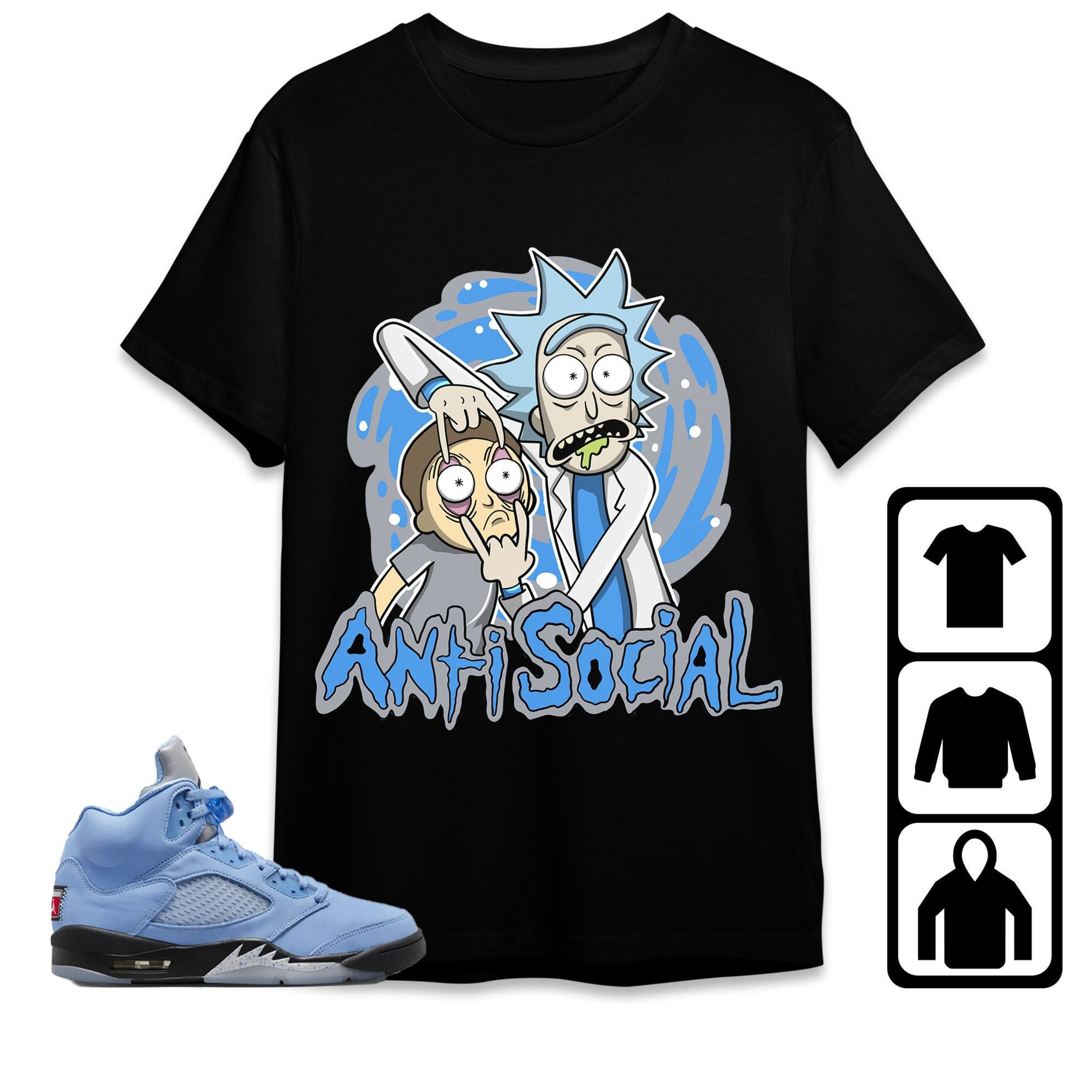 Jordan 5 University Blue Unisex Shirt Rick Anti Social, Shirt To Match Sneaker
