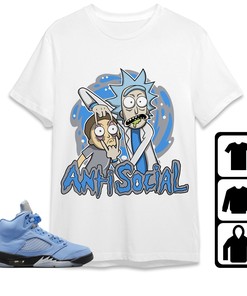 Jordan 5 University Blue Unisex Shirt Rick Anti Social, Shirt To Match Sneaker