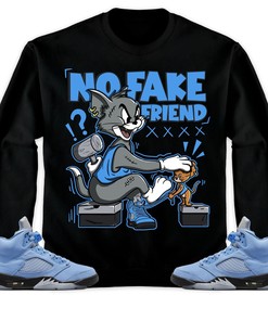 Jordan 5 University Blue Unisex Sweatshirt, Hoodie Fake Friend Cat And Mouse, Shirt To Match Sneaker