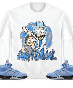 Jordan 5 University Blue Unisex Sweatshirt, Hoodie Rick Anti Social, Shirt To Match Sneaker