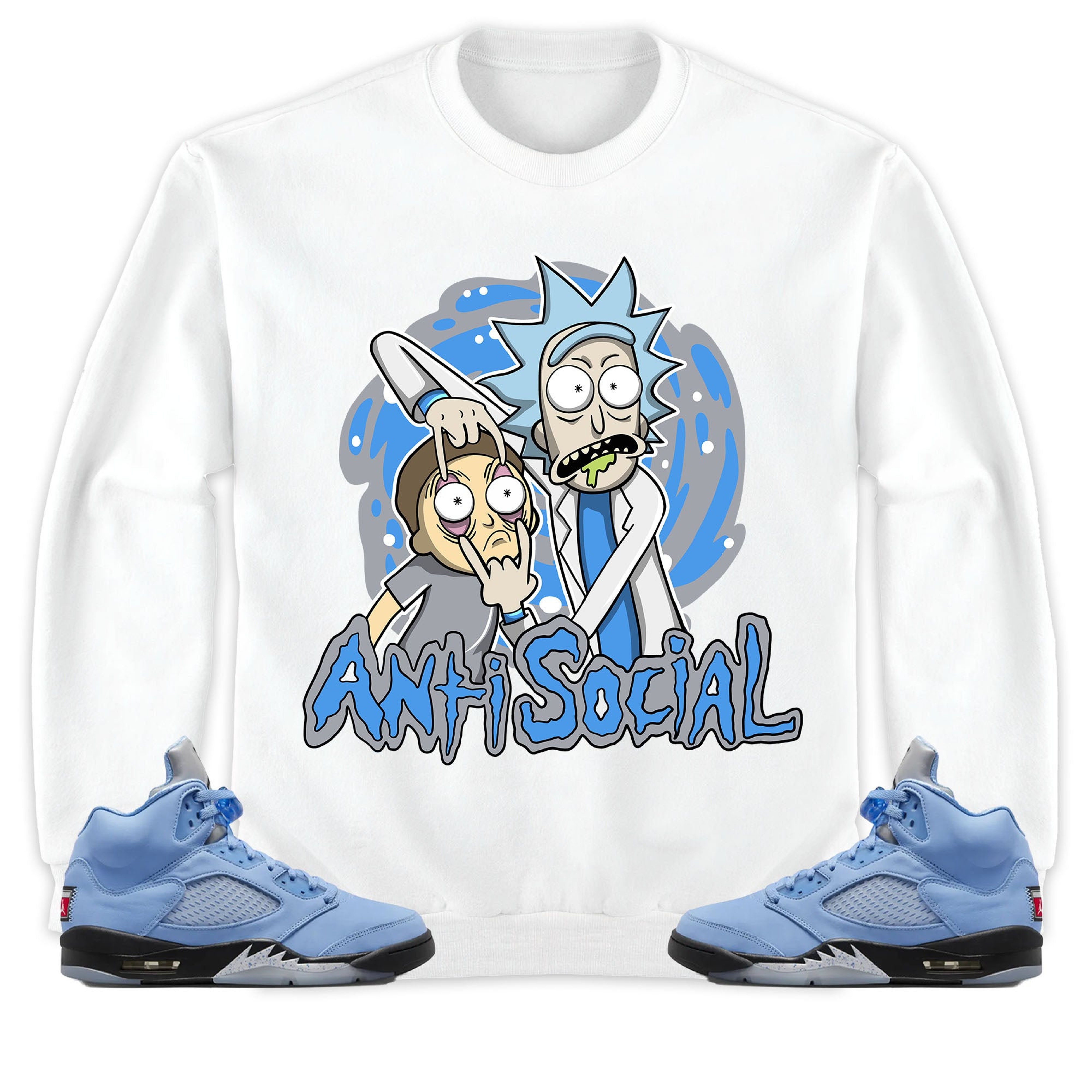 Jordan 5 University Blue Unisex Sweatshirt, Hoodie Rick Anti Social, Shirt To Match Sneaker