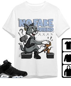 Jordan 6 Black Chrome Metallic Silver Unisex Shirt Fake Friend Cat And Mouse, Shirt To Match Sneaker