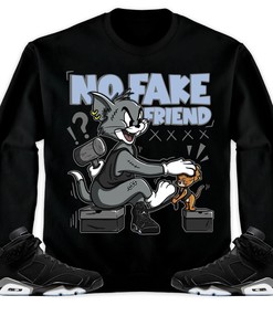 Jordan 6 Black Chrome Metallic Silver Unisex Shirt Fake Friend Cat And Mouse, Shirt To Match Sneaker