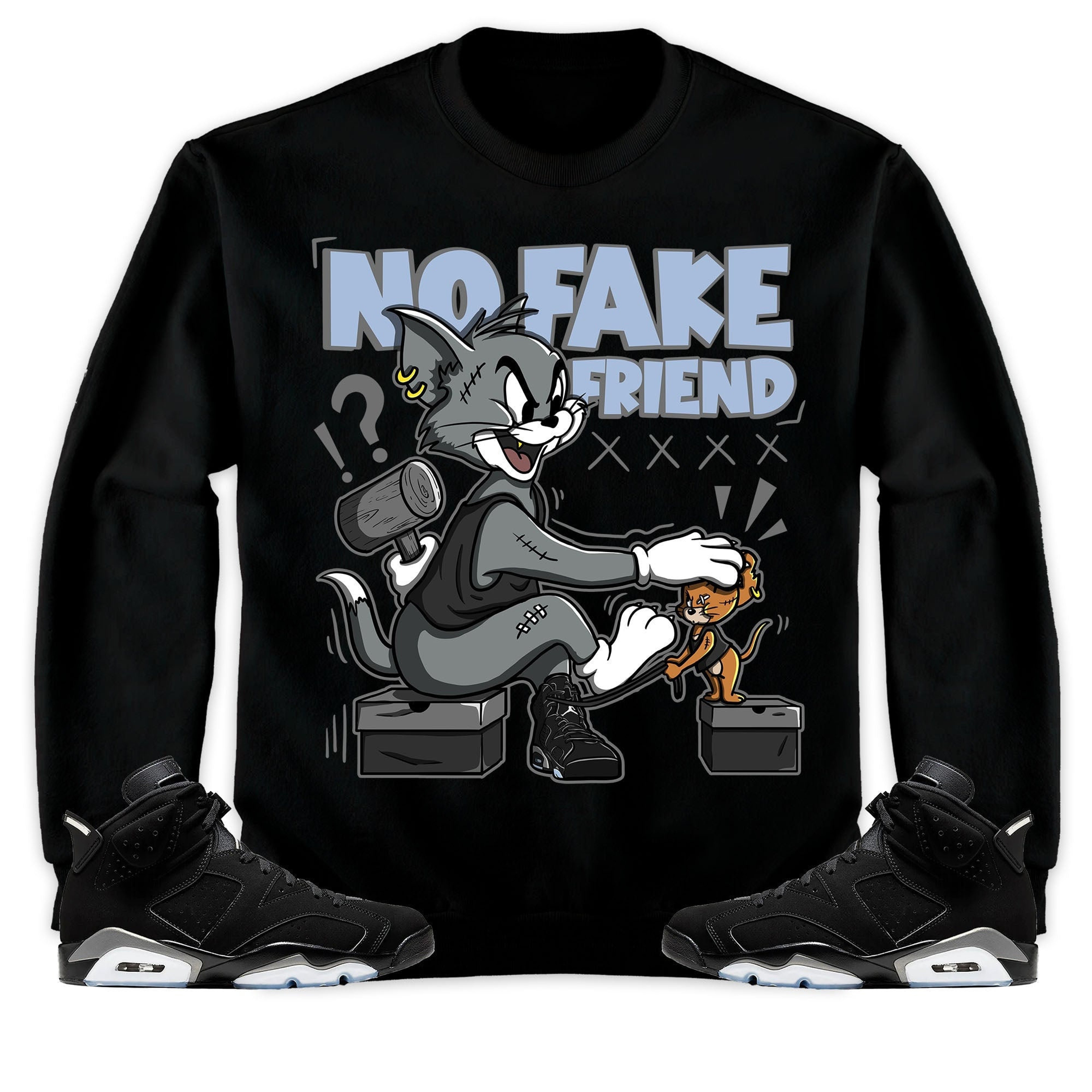 Jordan 6 Black Chrome Metallic Silver Unisex Shirt Fake Friend Cat And Mouse, Shirt To Match Sneaker