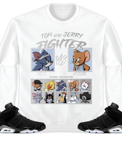 Jordan 6 Black Chrome Metallic Silver Unisex Sweatshirt, Hoodie, Cat And Mouse Fighter, Shirt To Match Sneaker