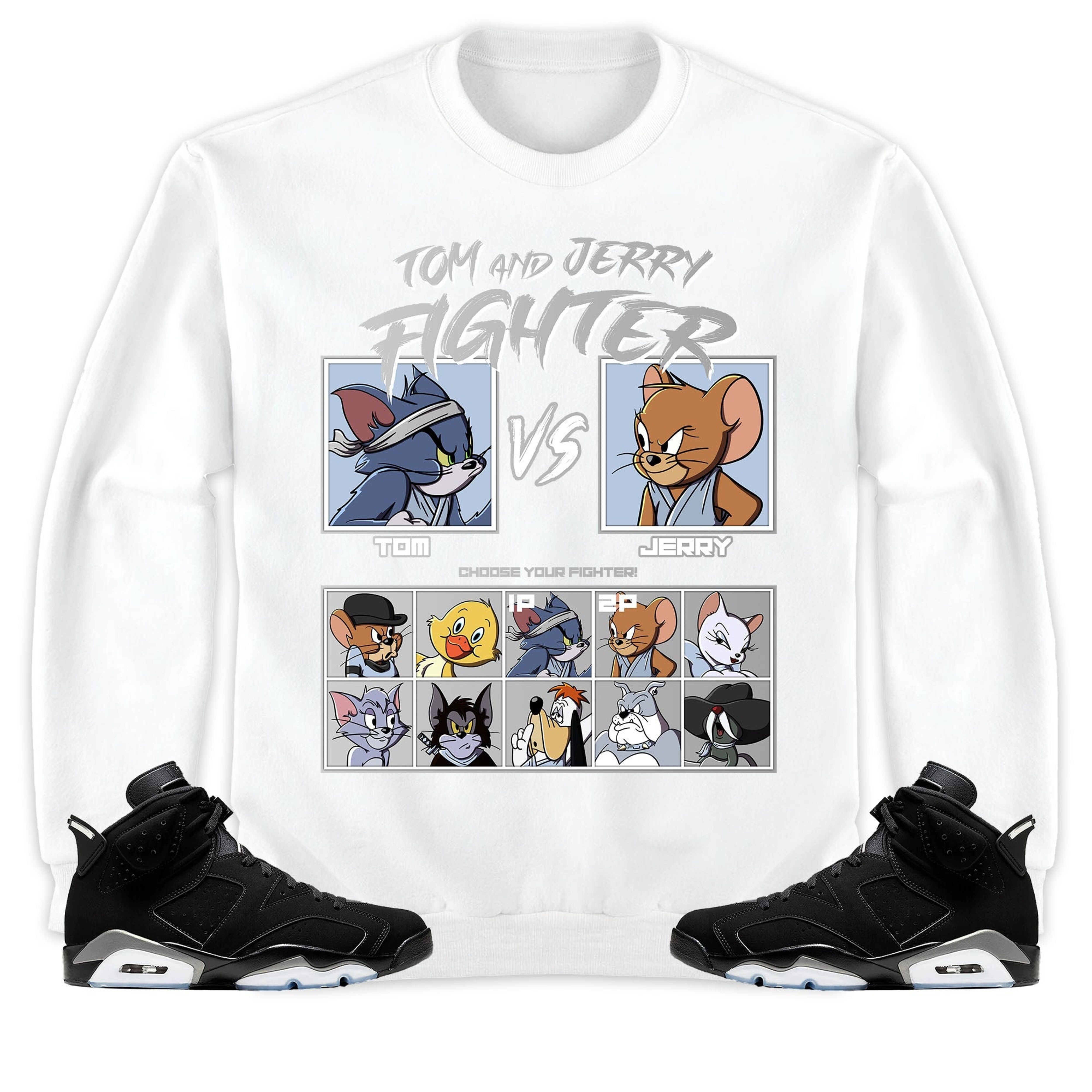 Jordan 6 Black Chrome Metallic Silver Unisex Sweatshirt, Hoodie, Cat And Mouse Fighter, Shirt To Match Sneaker