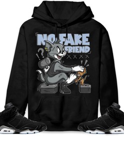 Jordan 6 Black Chrome Metallic Silver Unisex Sweatshirt, Hoodie Fake Friend Cat And Mouse, Shirt To Match Sneaker
