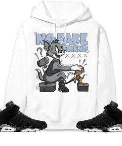 Jordan 6 Black Chrome Metallic Silver Unisex Sweatshirt, Hoodie Fake Friend Cat And Mouse, Shirt To Match Sneaker