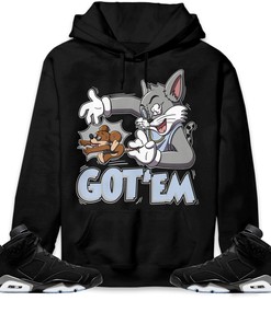 Jordan 6 Black Chrome Metallic Silver Unisex Sweatshirt, Hoodie Got Em Cat And Mouse, Shirt To Match Sneaker