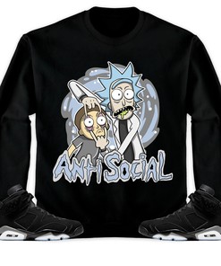 Jordan 6 Black Chrome Metallic Silver Unisex Sweatshirt, Hoodie Rick Anti Social, Shirt To Match Sneaker