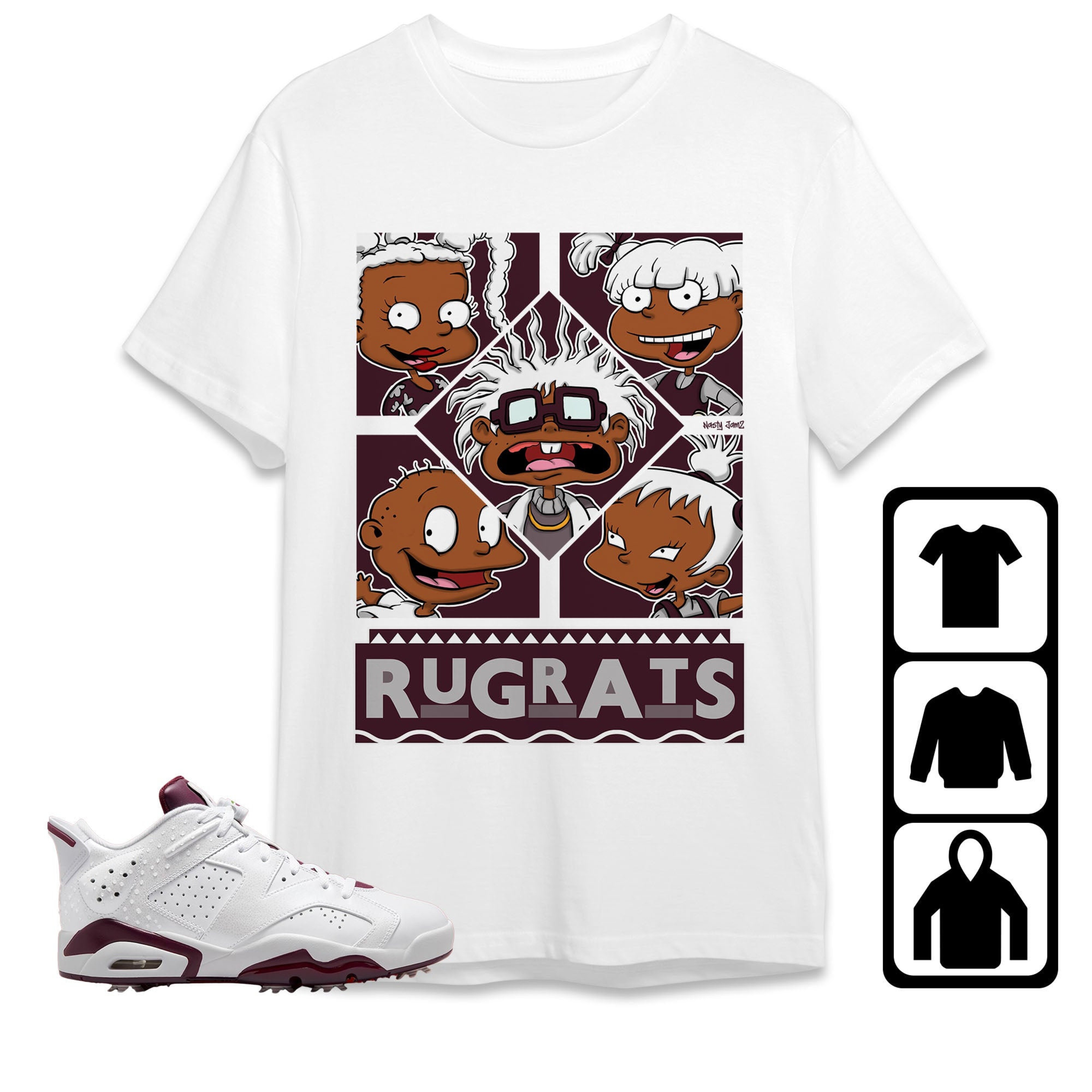 Jordan 6 Golf White Bordeaux Unisex Shirt 90s TV Style, Shirt To Match Sneaker