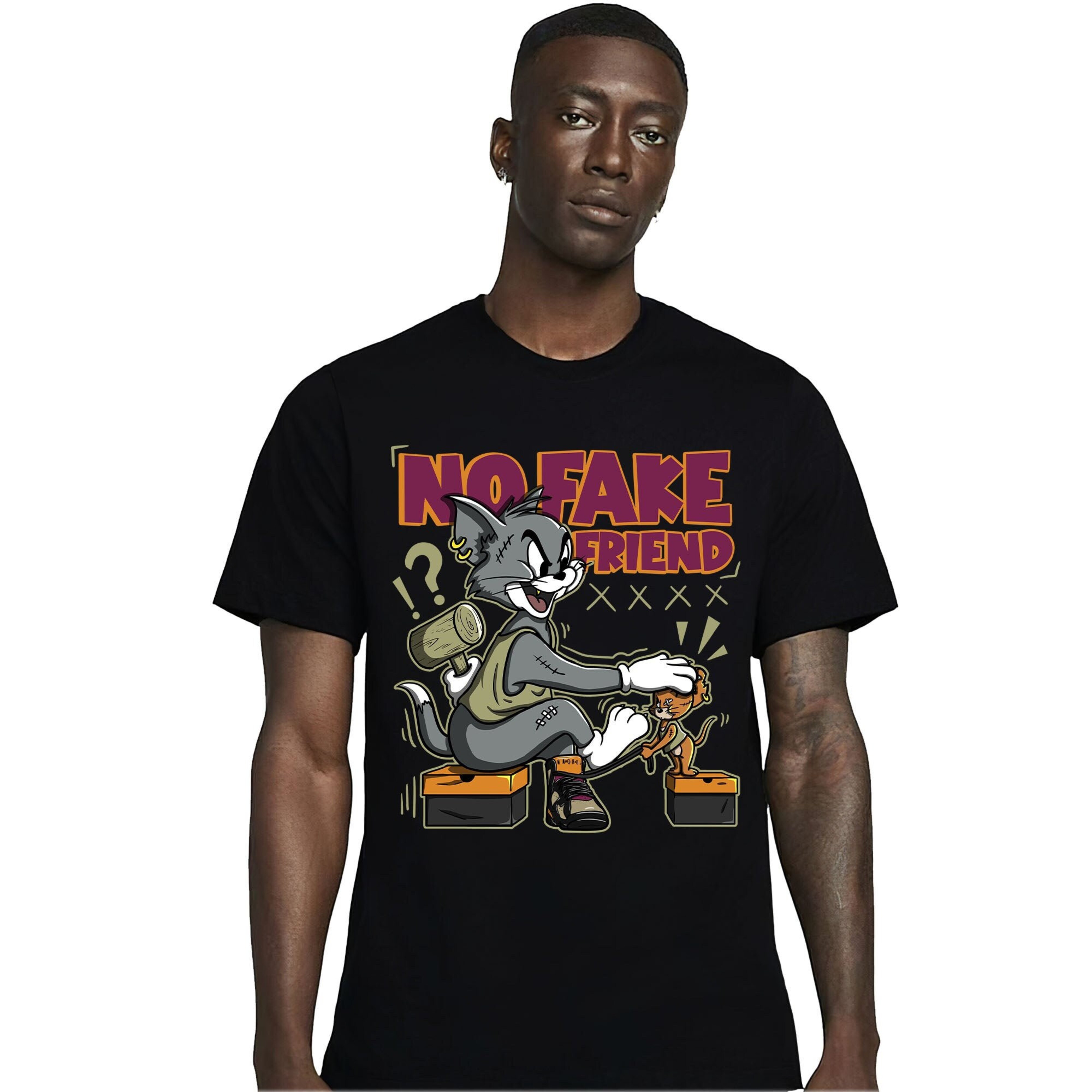 Jordan 7 Black Olive Cherrywood Unisex Shirt Fake Friend Cat And Mouse, Shirt To Match Sneaker