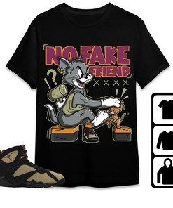 Jordan 7 Black Olive Cherrywood Unisex Shirt Fake Friend Cat And Mouse, Shirt To Match Sneaker