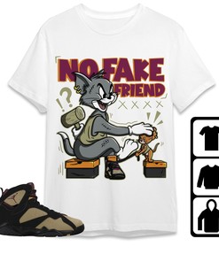 Jordan 7 Black Olive Cherrywood Unisex Shirt Fake Friend Cat And Mouse, Shirt To Match Sneaker