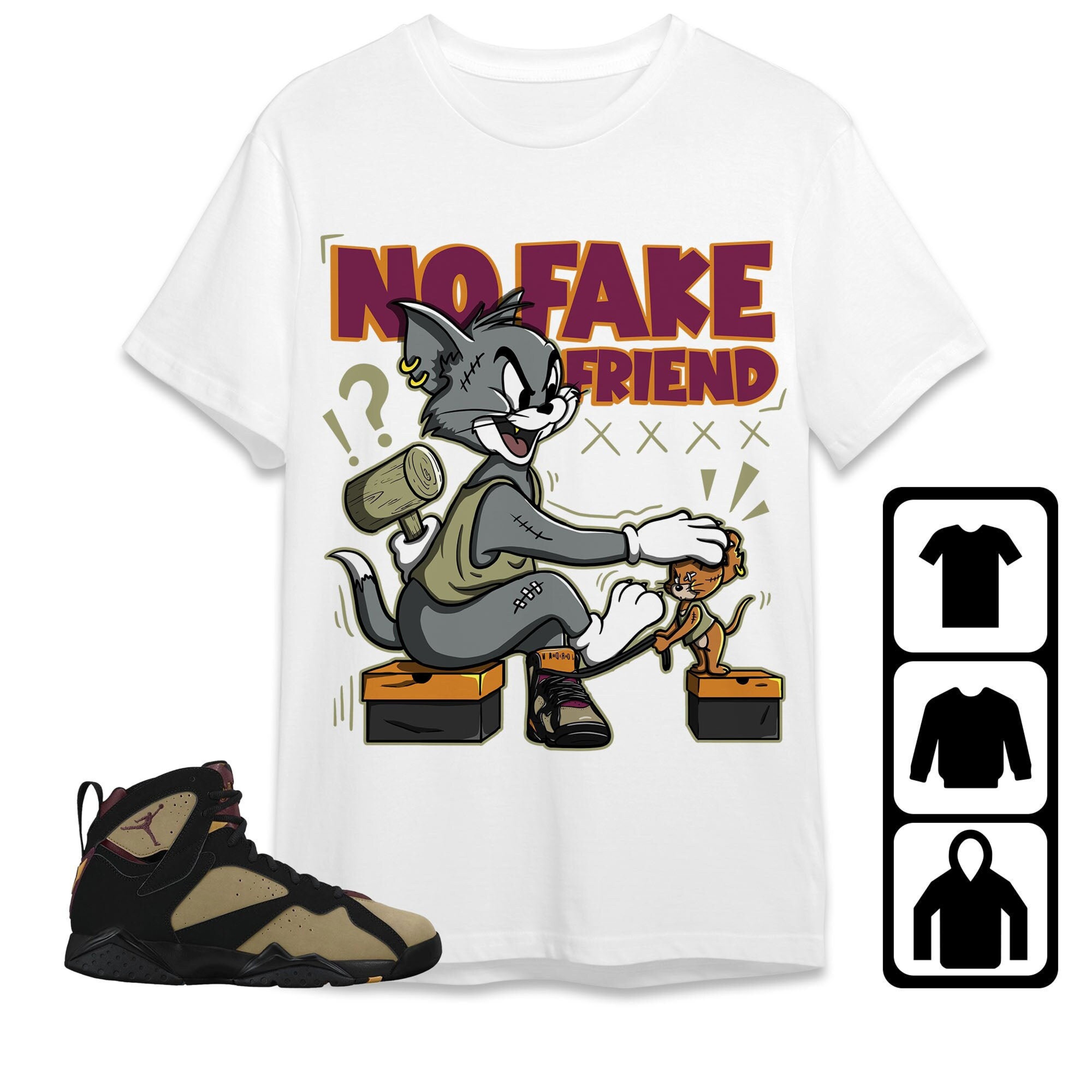 Jordan 7 Black Olive Cherrywood Unisex Shirt Fake Friend Cat And Mouse, Shirt To Match Sneaker