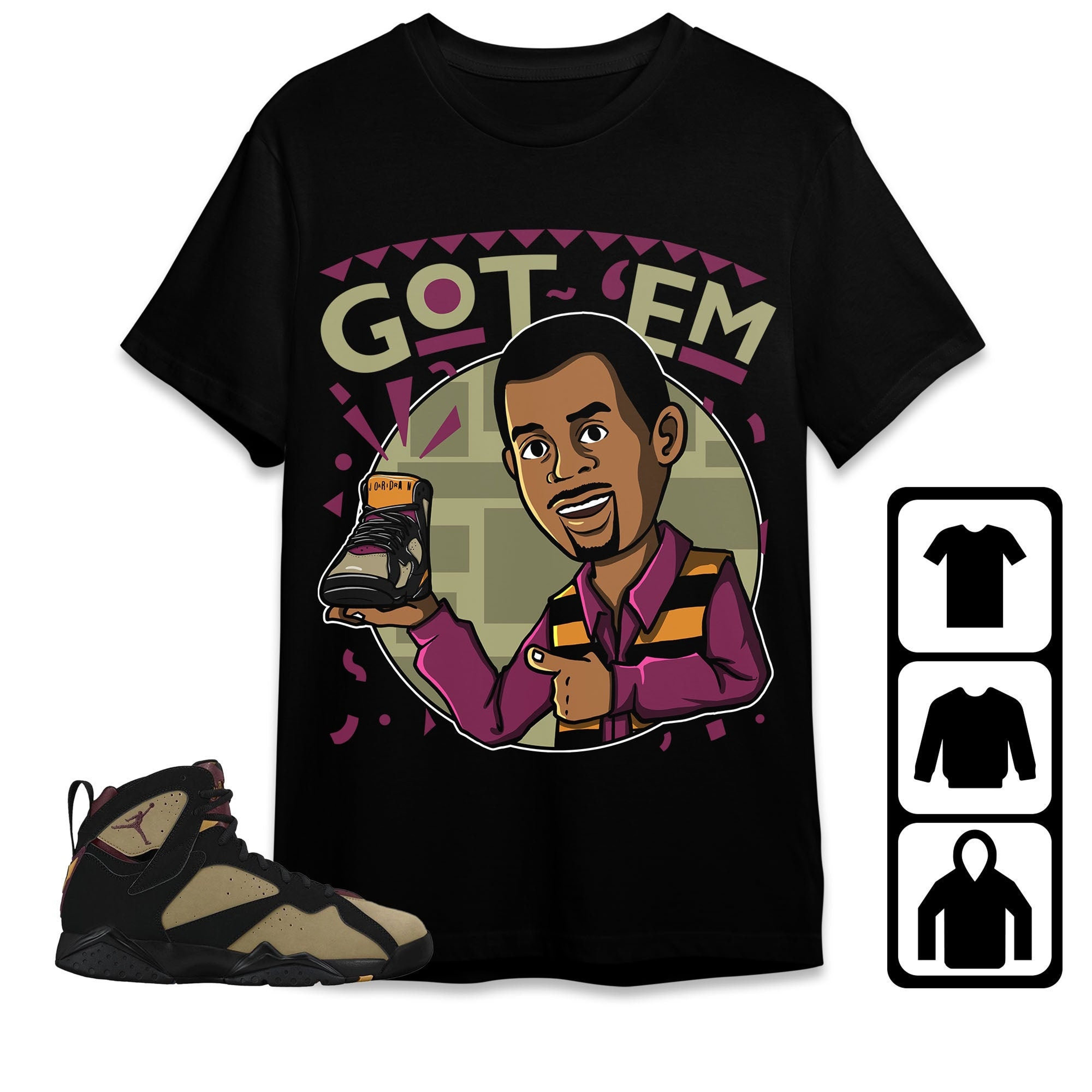 Jordan 7 Black Olive Cherrywood Unisex Shirt Got Em Martin, Shirt To Match Sneaker