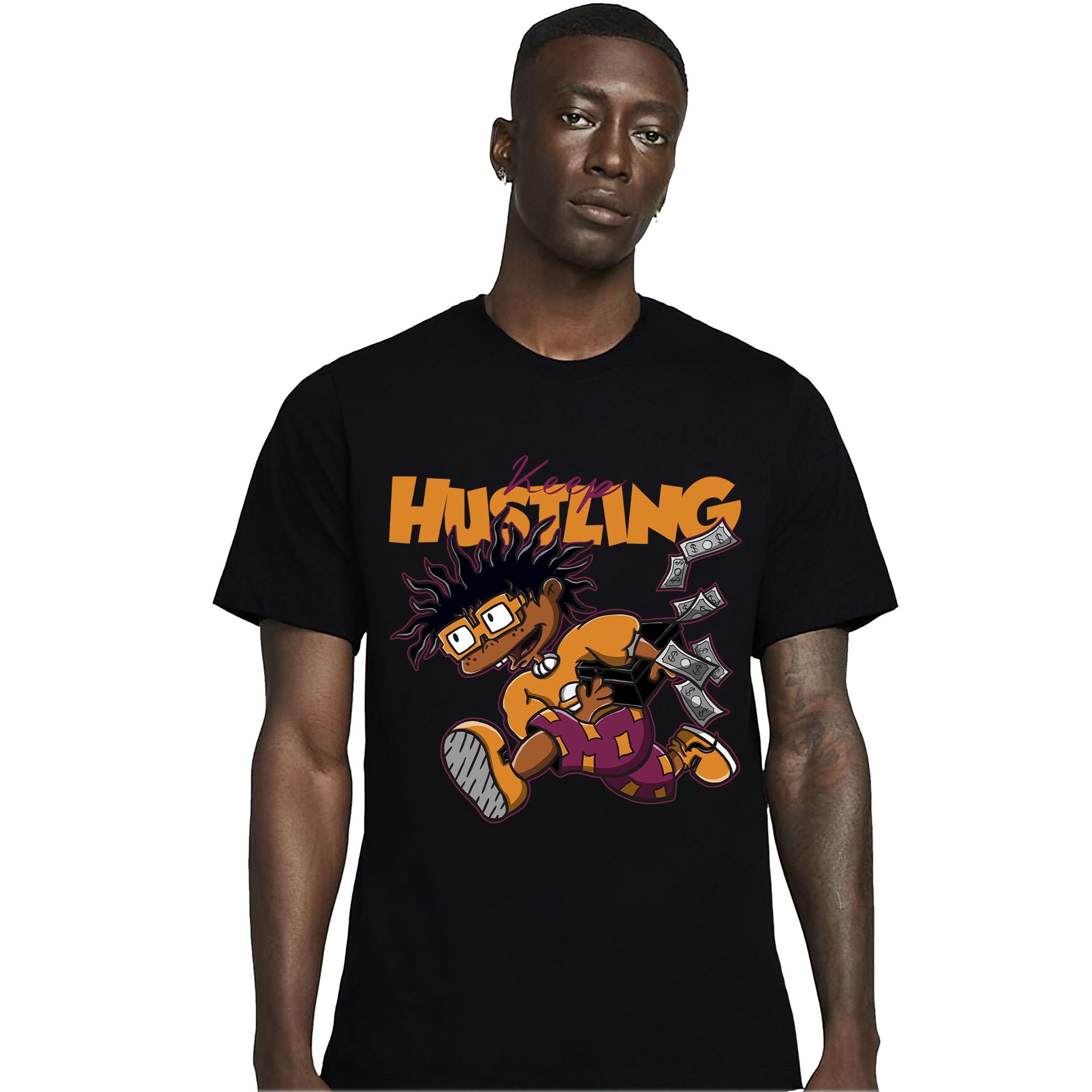 Jordan 7 Black Olive Cherrywood Unisex Shirt Keep Hustling, Shirt To Match Sneaker