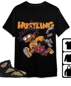 Jordan 7 Black Olive Cherrywood Unisex Shirt Keep Hustling, Shirt To Match Sneaker