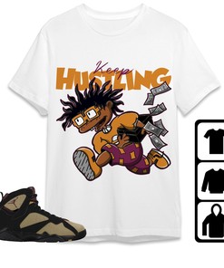 Jordan 7 Black Olive Cherrywood Unisex Shirt Keep Hustling, Shirt To Match Sneaker