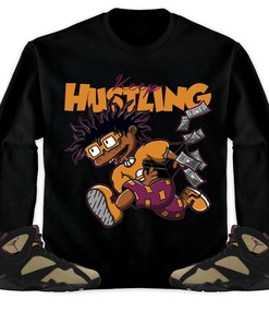 Jordan 7 Black Olive Cherrywood Unisex Shirt Keep Hustling, Shirt To Match Sneaker