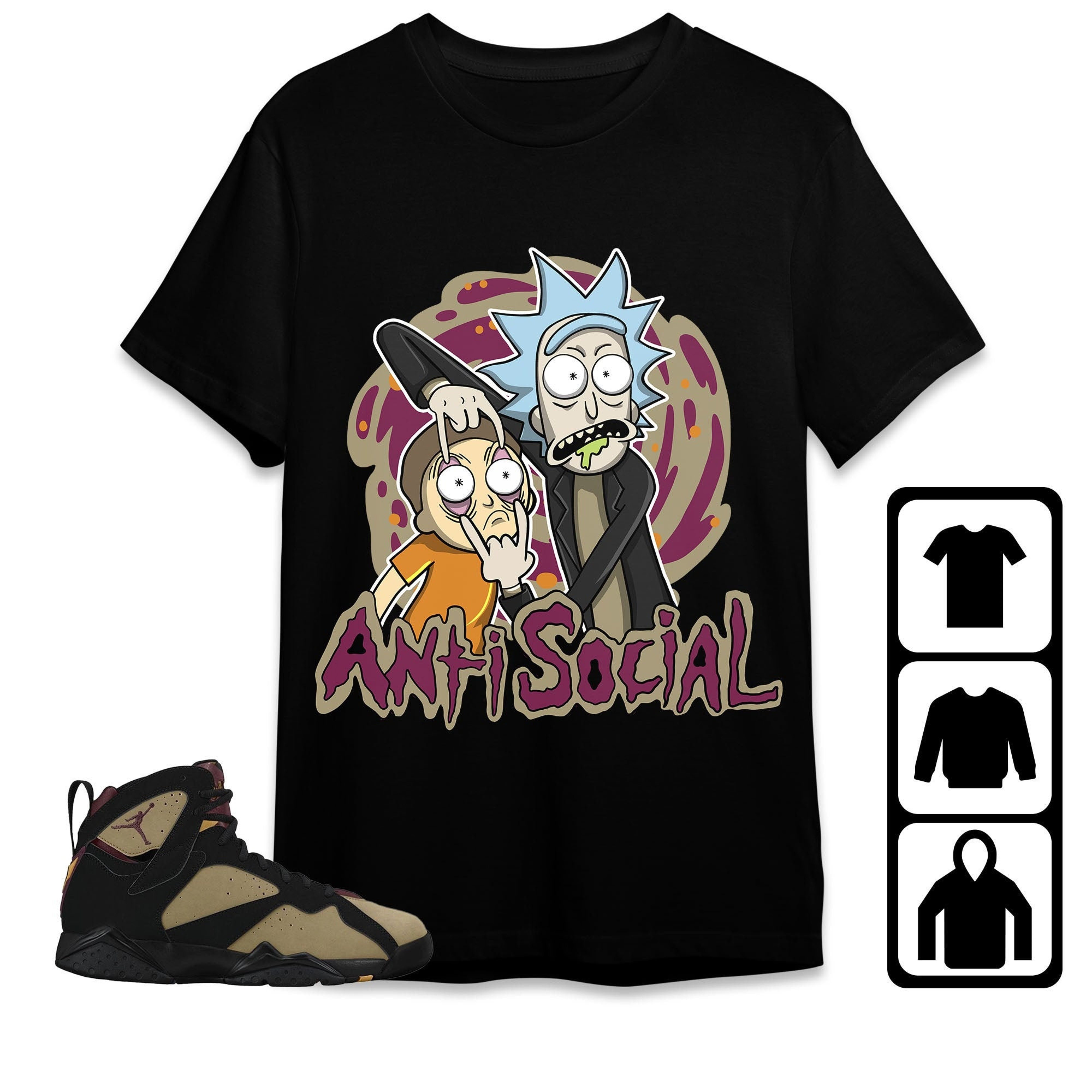 Jordan 7 Black Olive Cherrywood Unisex Shirt Rick Anti Social, Shirt To Match Sneaker