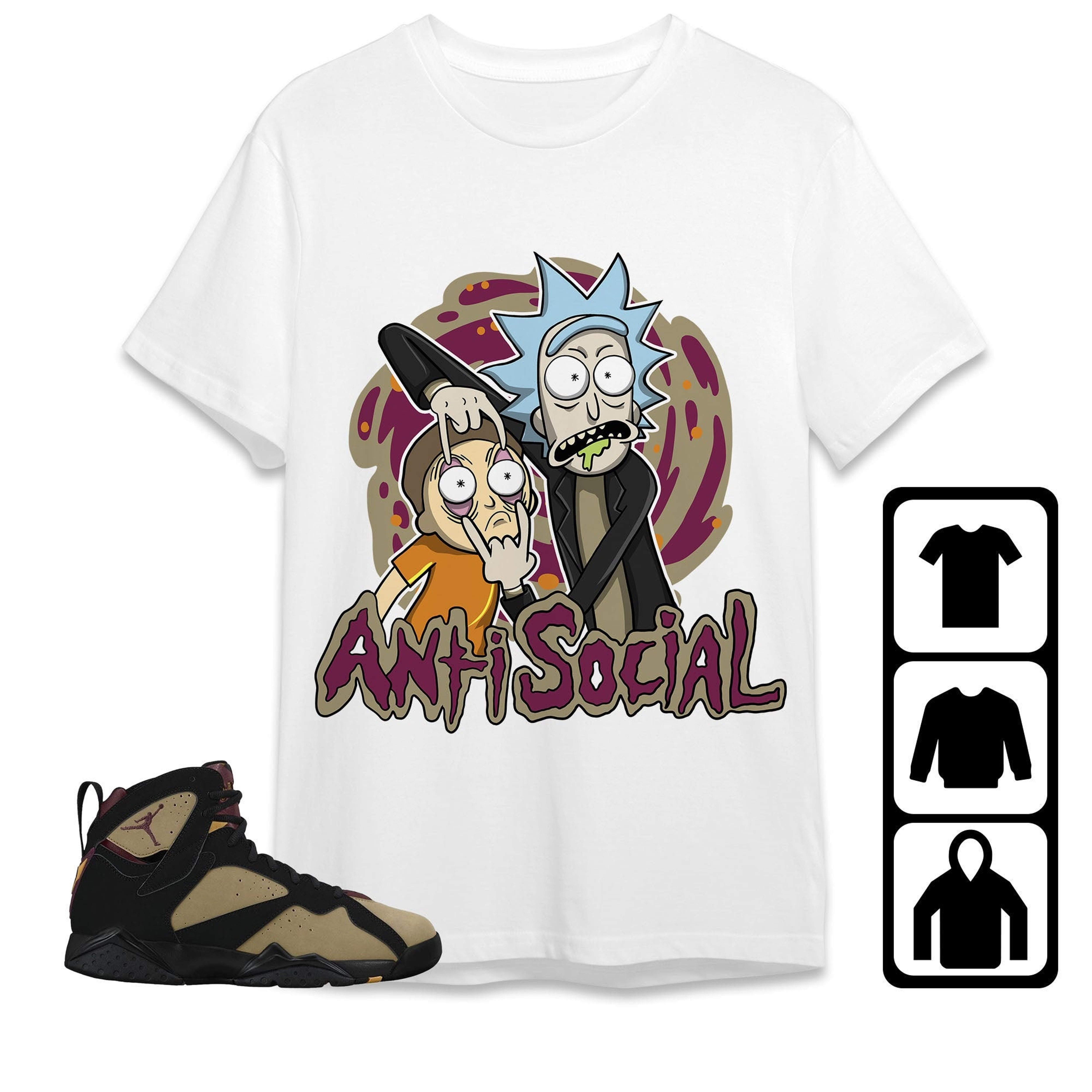 Jordan 7 Black Olive Cherrywood Unisex Shirt Rick Anti Social, Shirt To Match Sneaker