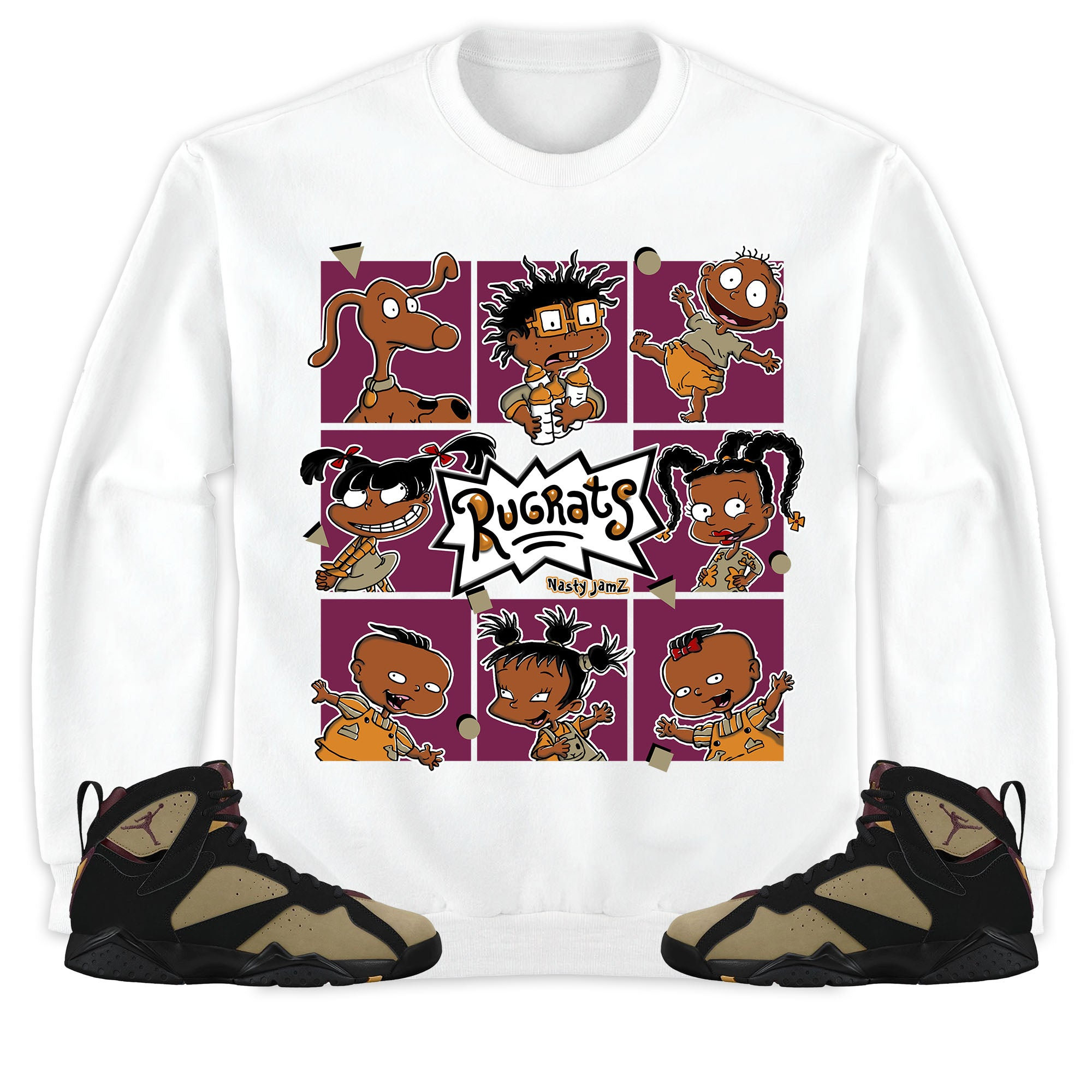 Jordan 7 Black Olive Cherrywood Unisex Sweatshirt, Hoodie 90s Cartoon, Shirt To Match Sneaker
