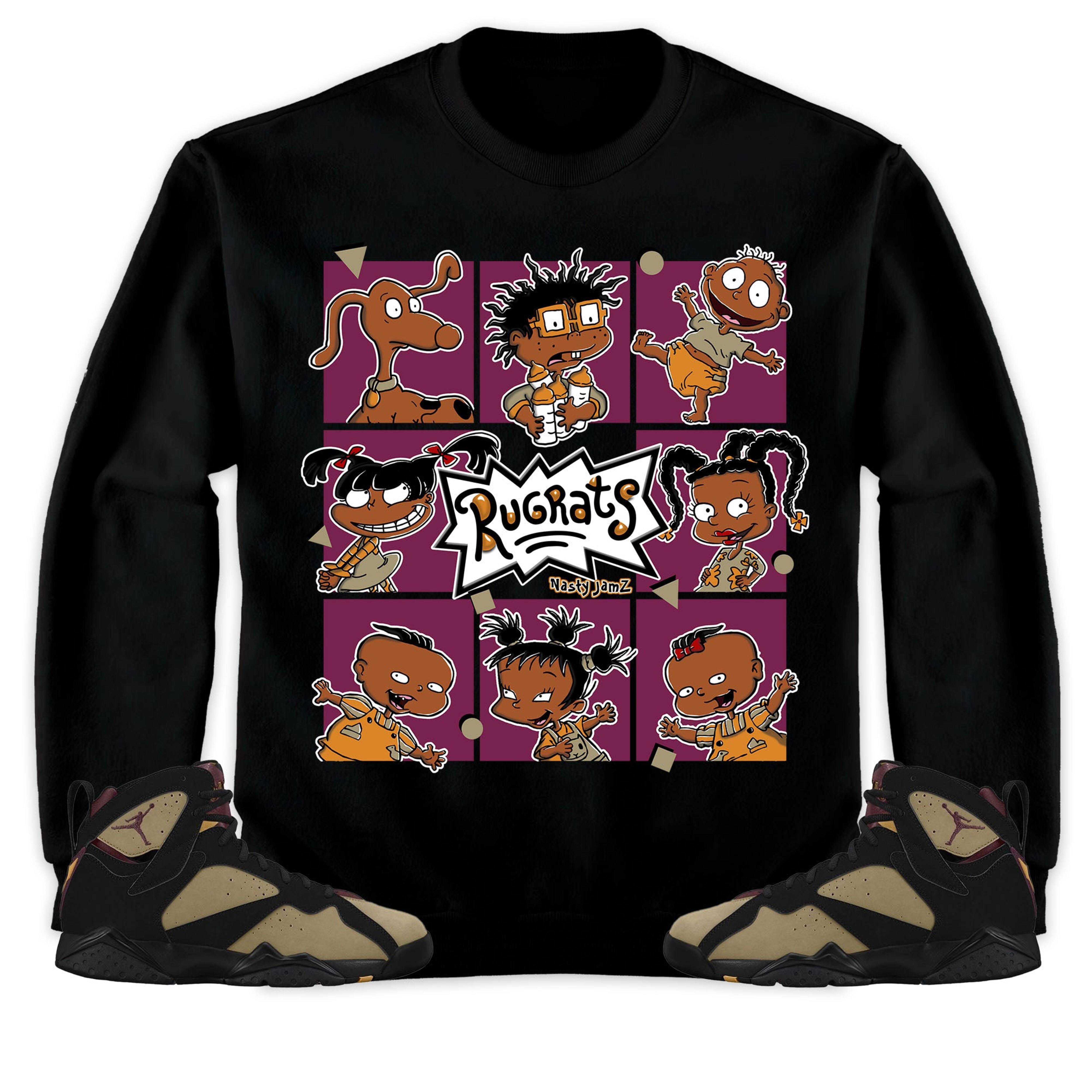 Jordan 7 Black Olive Cherrywood Unisex Sweatshirt, Hoodie 90s Cartoon, Shirt To Match Sneaker