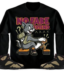 Jordan 7 Black Olive Cherrywood Unisex Sweatshirt, Hoodie Fake Friend Cat And Mouse, Shirt To Match Sneaker