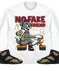 Jordan 7 Black Olive Cherrywood Unisex Sweatshirt, Hoodie Fake Friend Cat And Mouse, Shirt To Match Sneaker