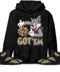 Jordan 7 Black Olive Cherrywood Unisex Sweatshirt, Hoodie Got Em Cat And Mouse, Shirt To Match Sneaker
