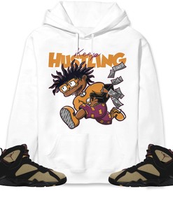 Jordan 7 Black Olive Cherrywood Unisex Sweatshirt, Hoodie Keep Hustling, Shirt To Match Sneaker