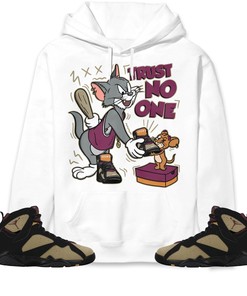 Jordan 7 Black Olive Cherrywood Unisex Sweatshirt, Hoodie Trust No One Cat And Mouse, Shirt To Match Sneaker