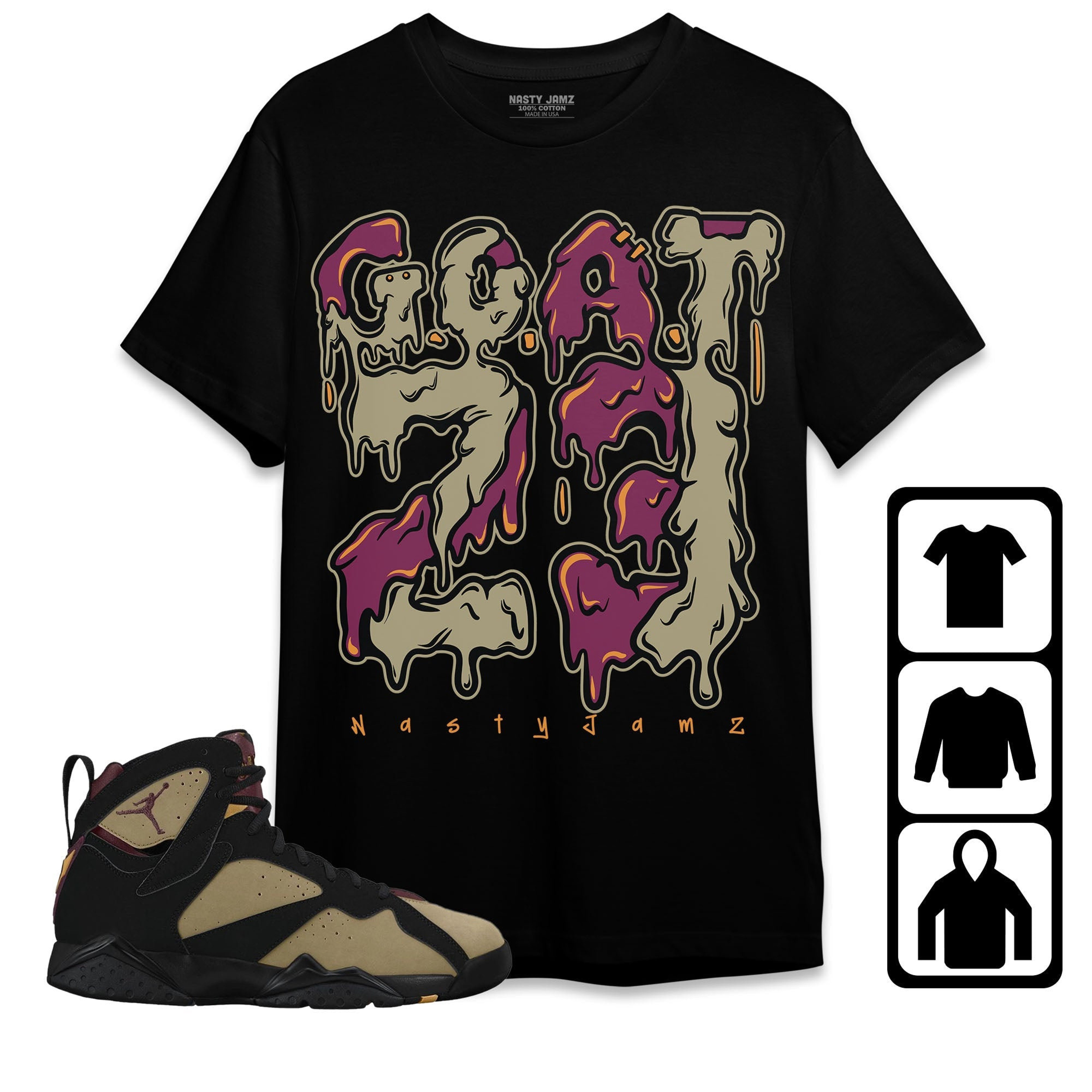 Jordan 7 Black Olive Cherrywood Unisex T-Shirt, Tee, Sweatshirt, Hoodie, Dripping 23 GOAT, Shirt To Match Sneaker