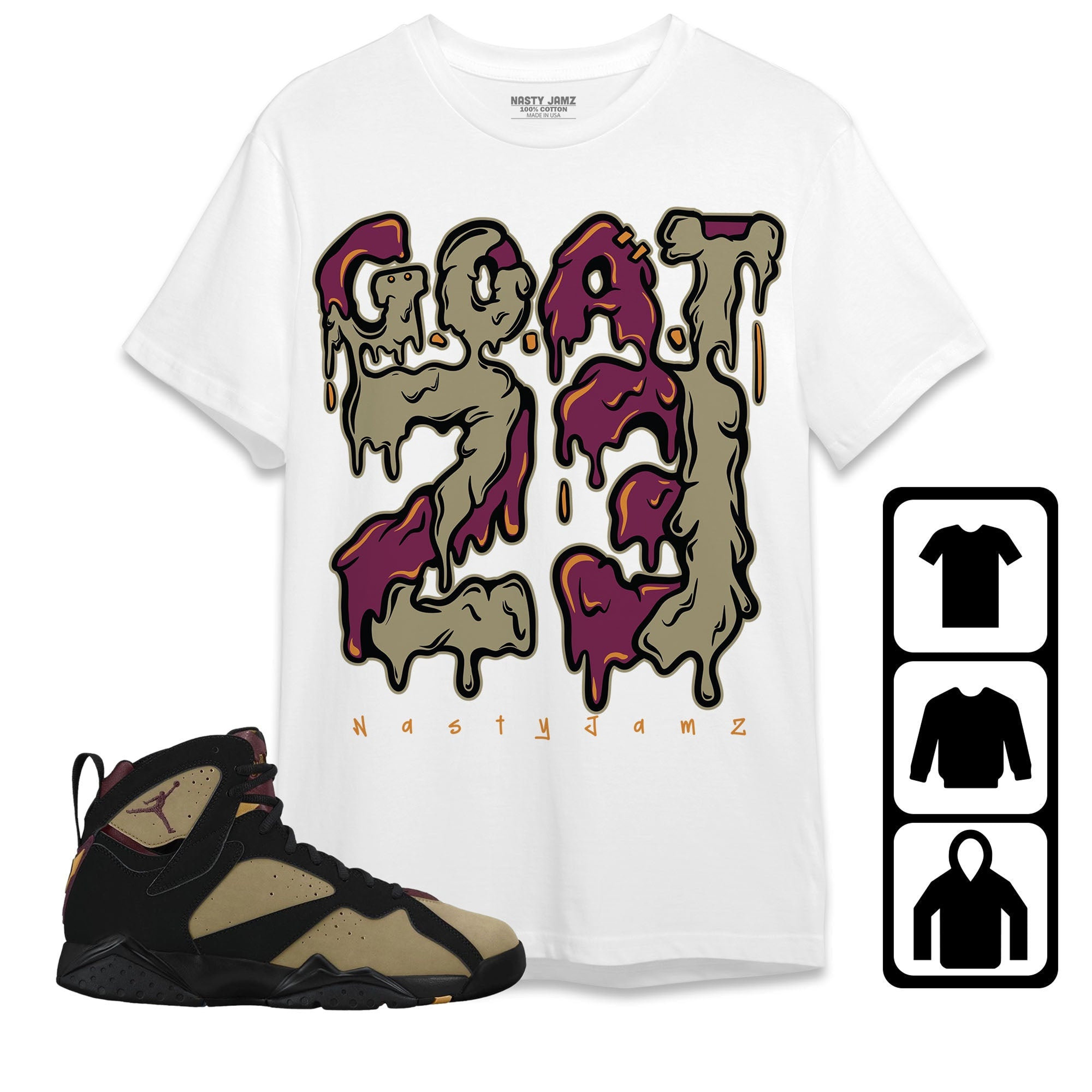 Jordan 7 Black Olive Cherrywood Unisex T-Shirt, Tee, Sweatshirt, Hoodie, Dripping 23 GOAT, Shirt To Match Sneaker
