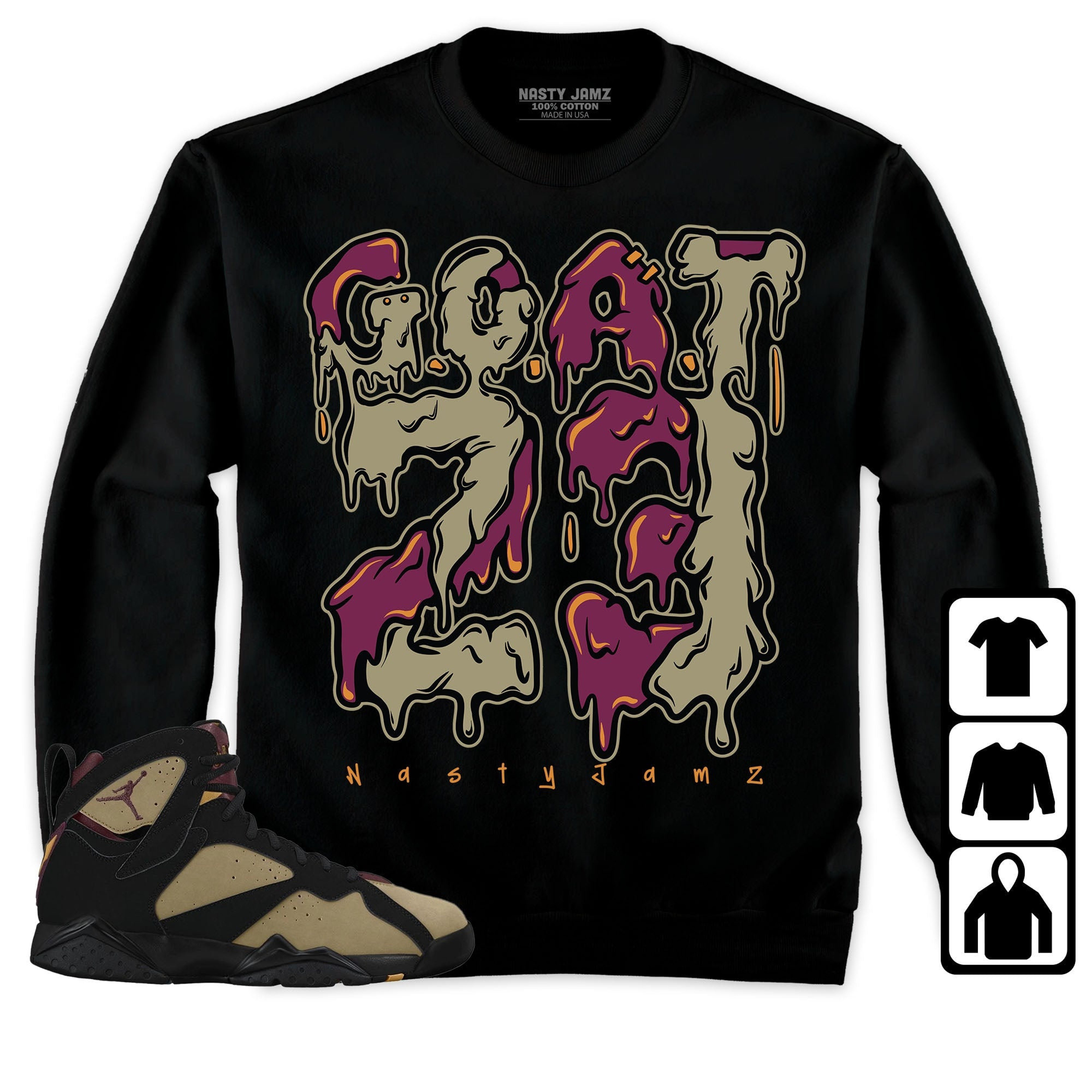 Jordan 7 Black Olive Cherrywood Unisex T-Shirt, Tee, Sweatshirt, Hoodie, Dripping 23 GOAT, Shirt To Match Sneaker