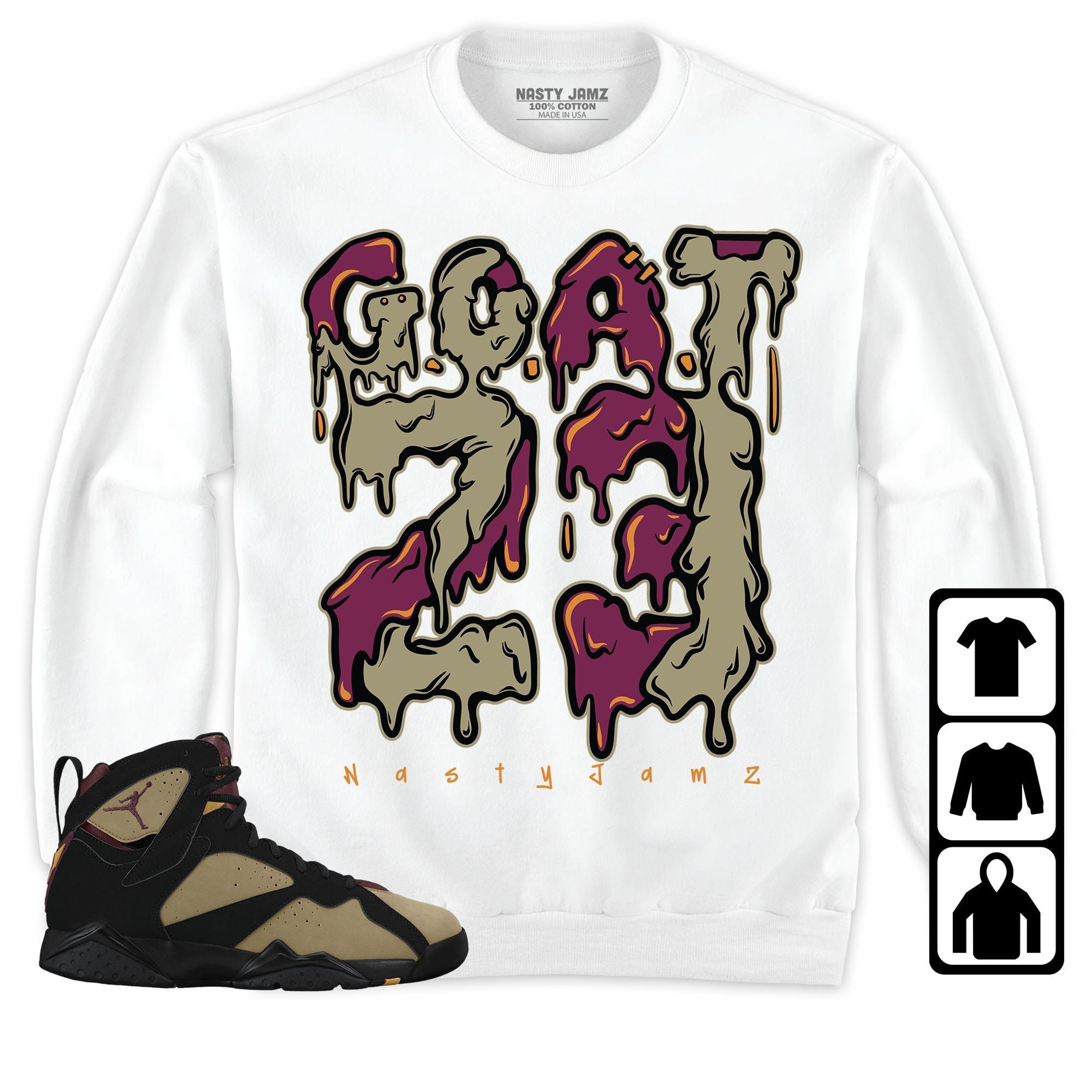 Jordan 7 Black Olive Cherrywood Unisex T-Shirt, Tee, Sweatshirt, Hoodie, Dripping 23 GOAT, Shirt To Match Sneaker