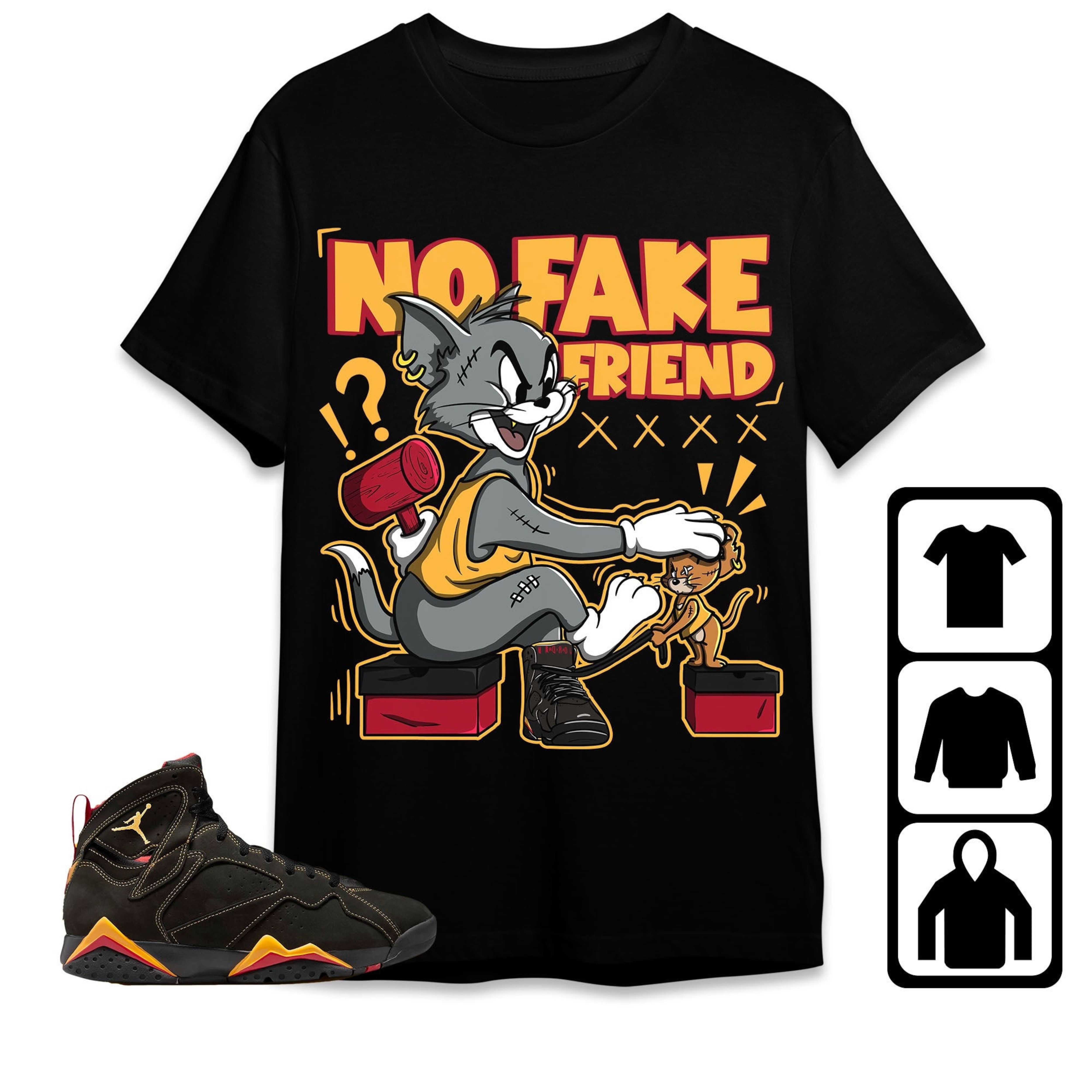 Jordan 7 Retro Citrus Unisex Shirt Fake Friend Cat And Mouse, Shirt To Match Sneaker