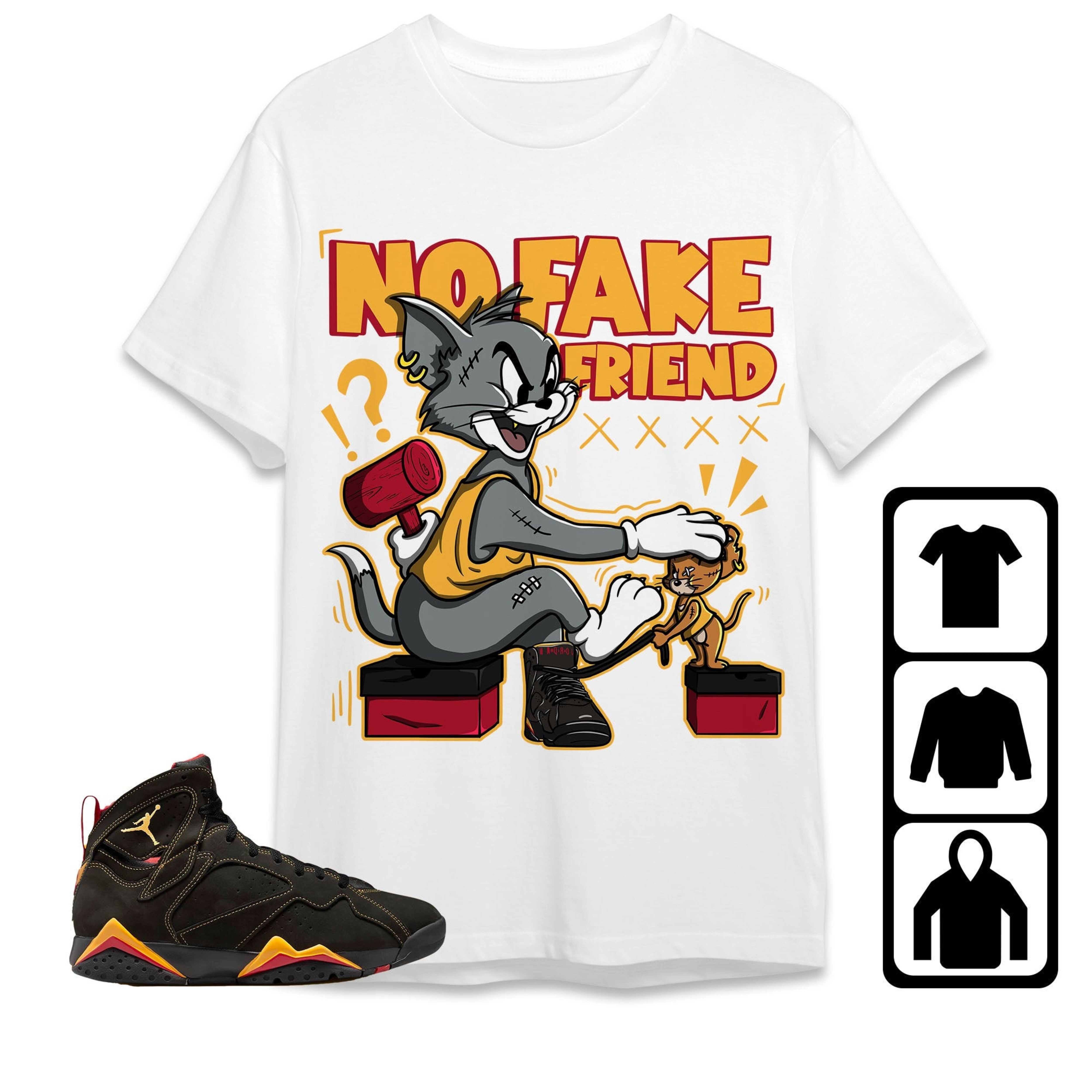 Jordan 7 Retro Citrus Unisex Shirt Fake Friend Cat And Mouse, Shirt To Match Sneaker