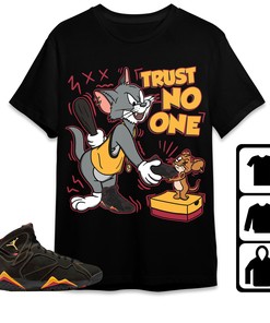 Jordan 7 Retro Citrus Unisex Shirt Trust No One Cat And Mouse, Shirt To Match Sneaker