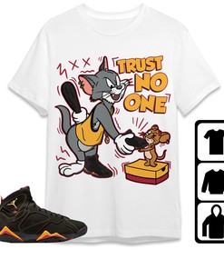 Jordan 7 Retro Citrus Unisex Shirt Trust No One Cat And Mouse, Shirt To Match Sneaker