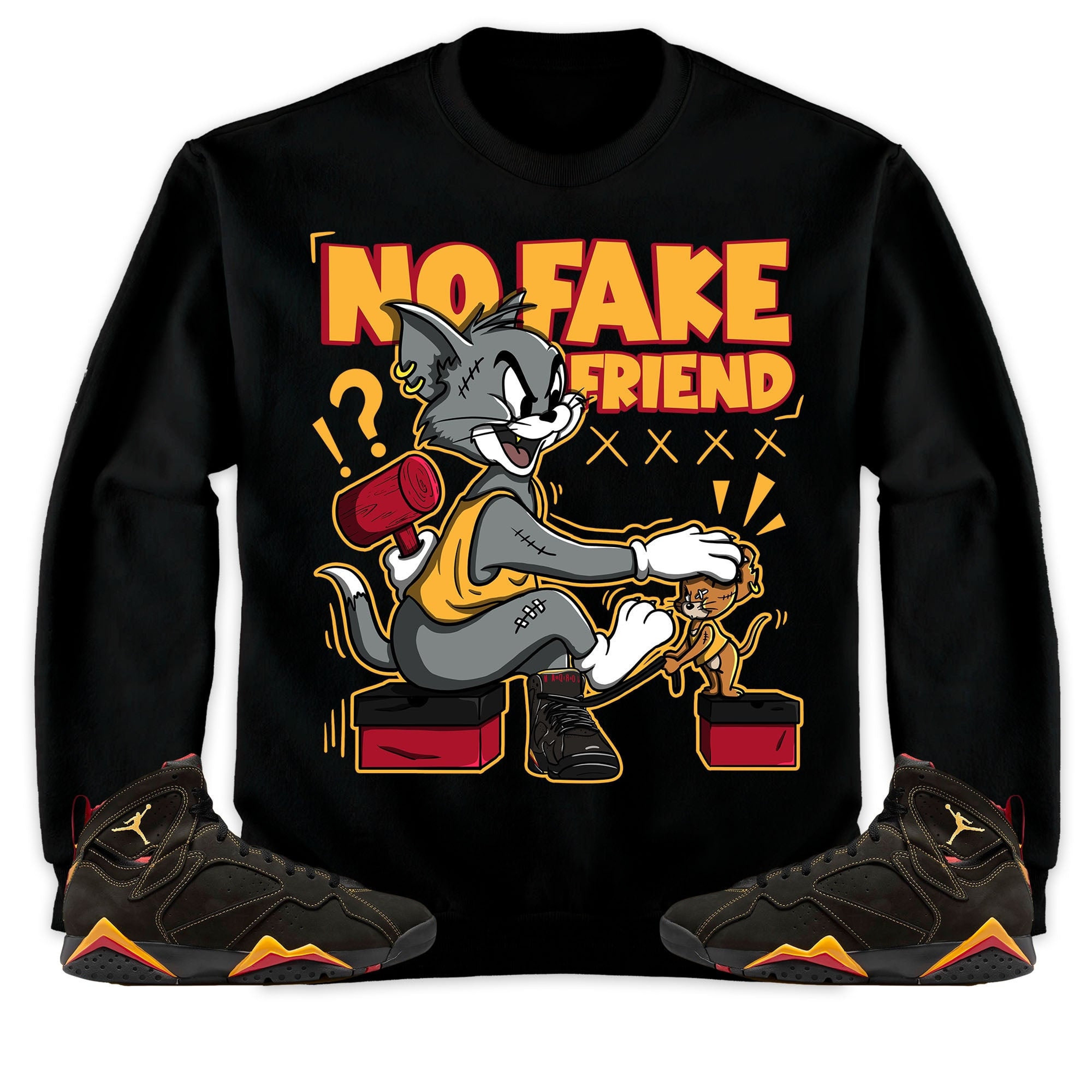 Jordan 7 Retro Citrus Unisex Sweatshirt, Hoodie Fake Friend Cat And Mouse, Shirt To Match Sneaker