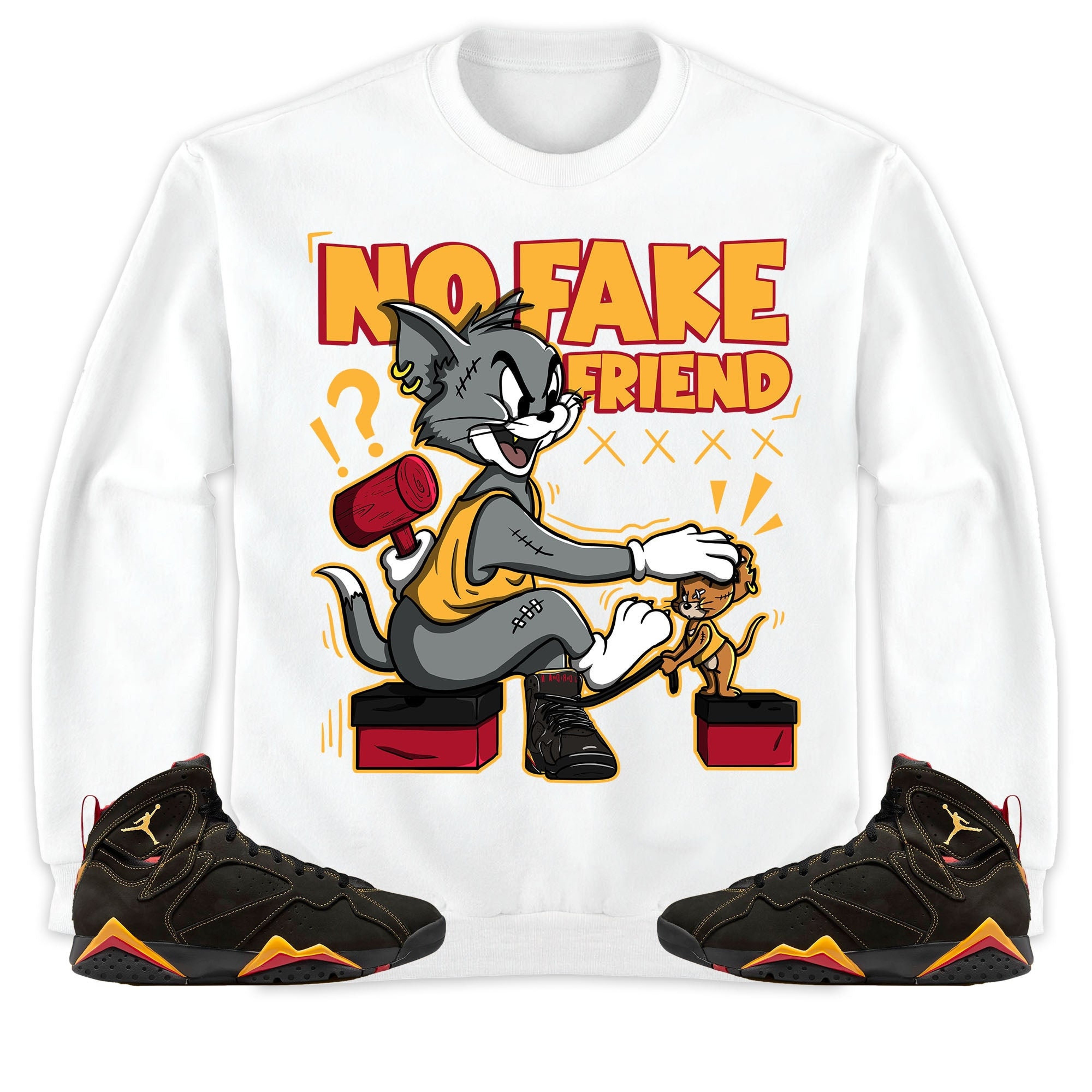 Jordan 7 Retro Citrus Unisex Sweatshirt, Hoodie Fake Friend Cat And Mouse, Shirt To Match Sneaker