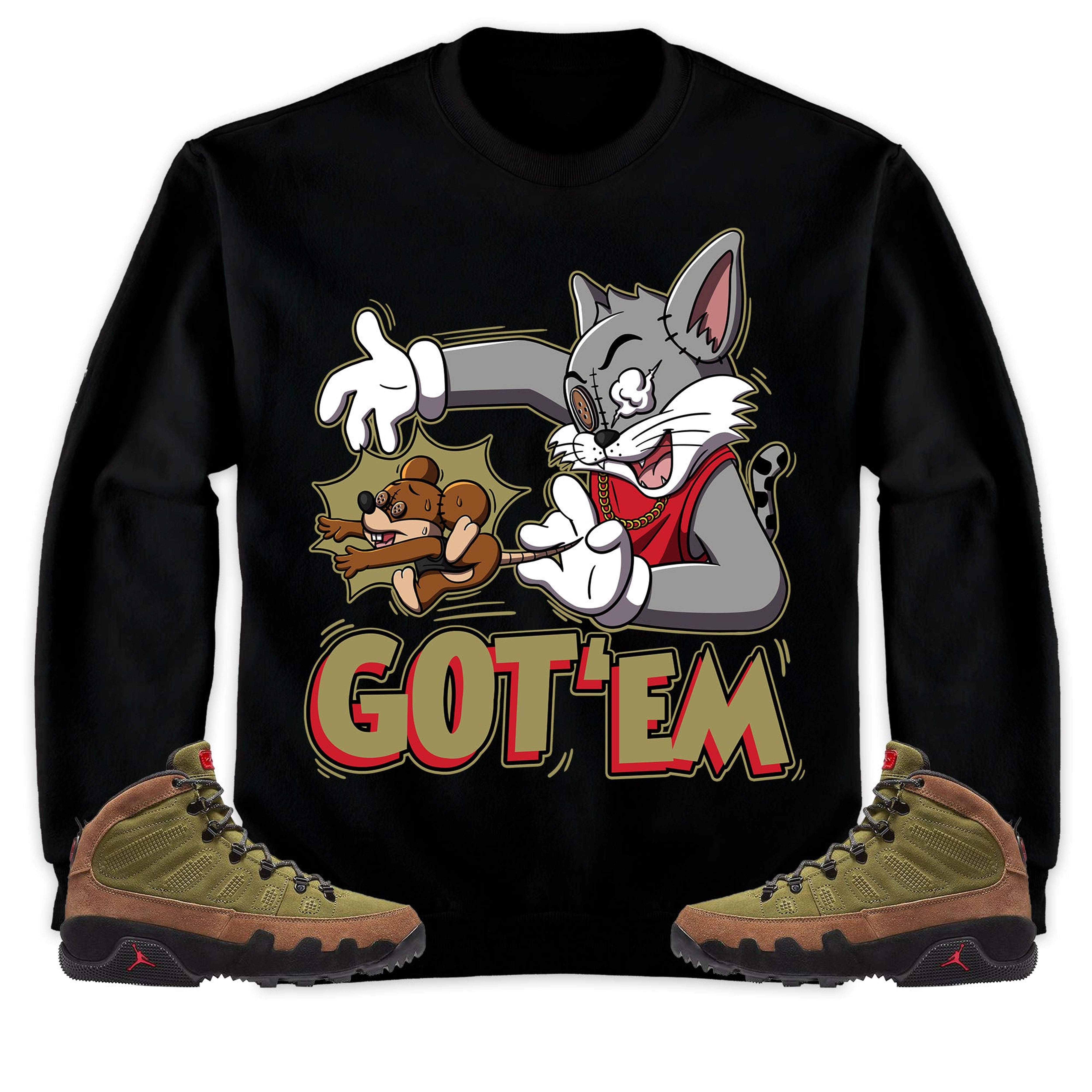 Jordan 9 Boot NRG Beef And Broccoli Unisex Sweatshirt, Hoodie Got Em Cat And Mouse, Shirt To Match Sneaker