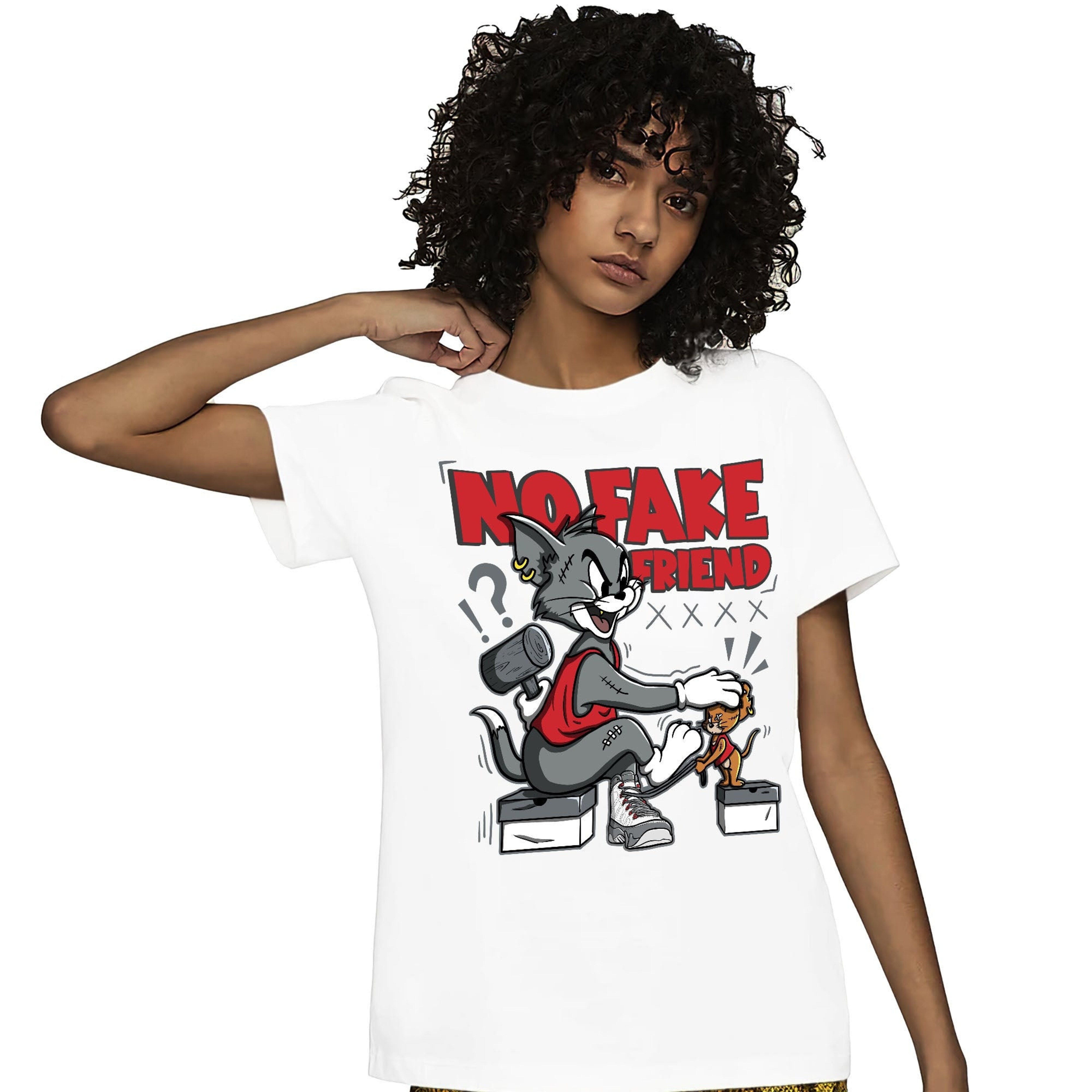 Jordan 9 Retro Fire Red Unisex Shirt Fake Friend Cat And Mouse, Shirt To Match Sneaker