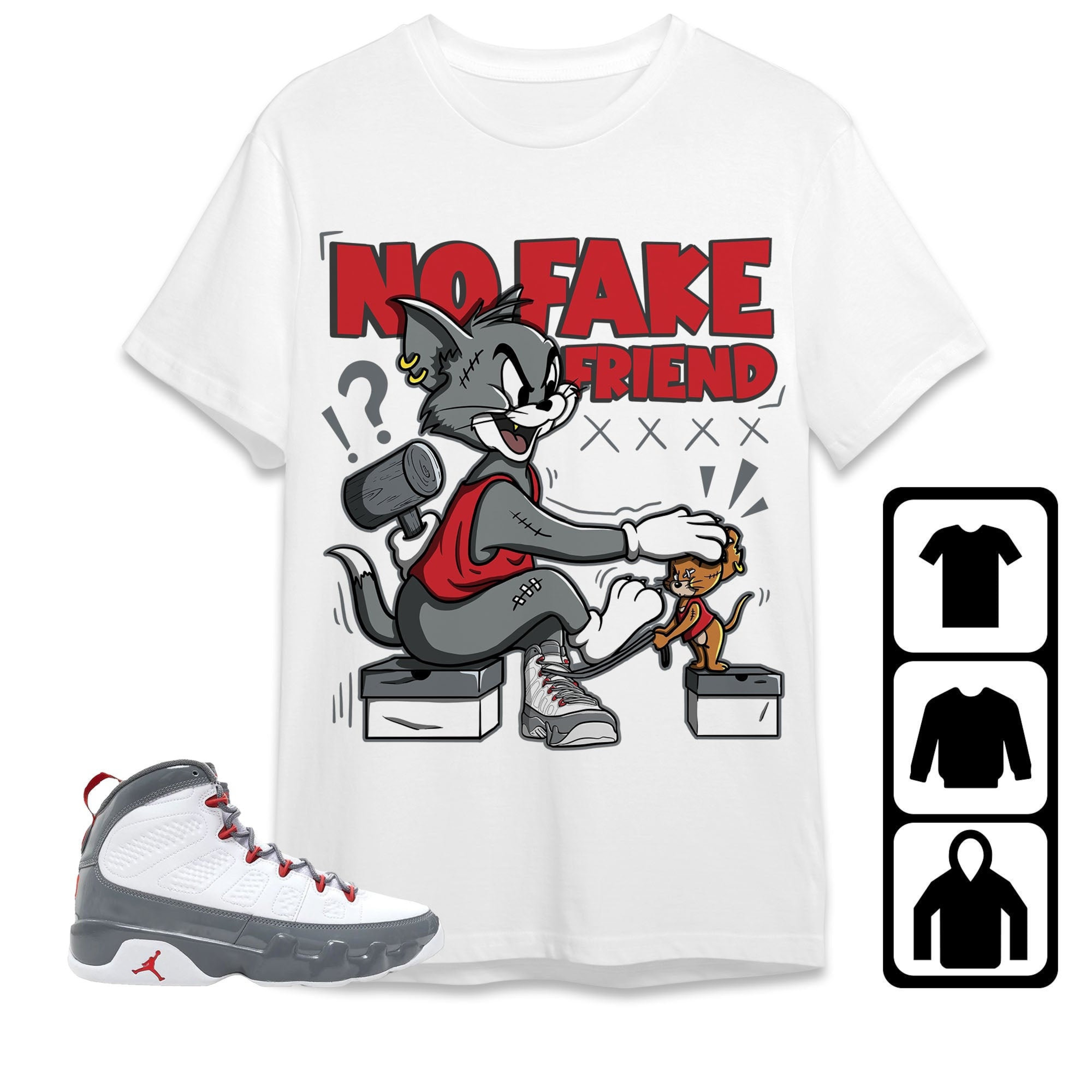 Jordan 9 Retro Fire Red Unisex Shirt Fake Friend Cat And Mouse, Shirt To Match Sneaker