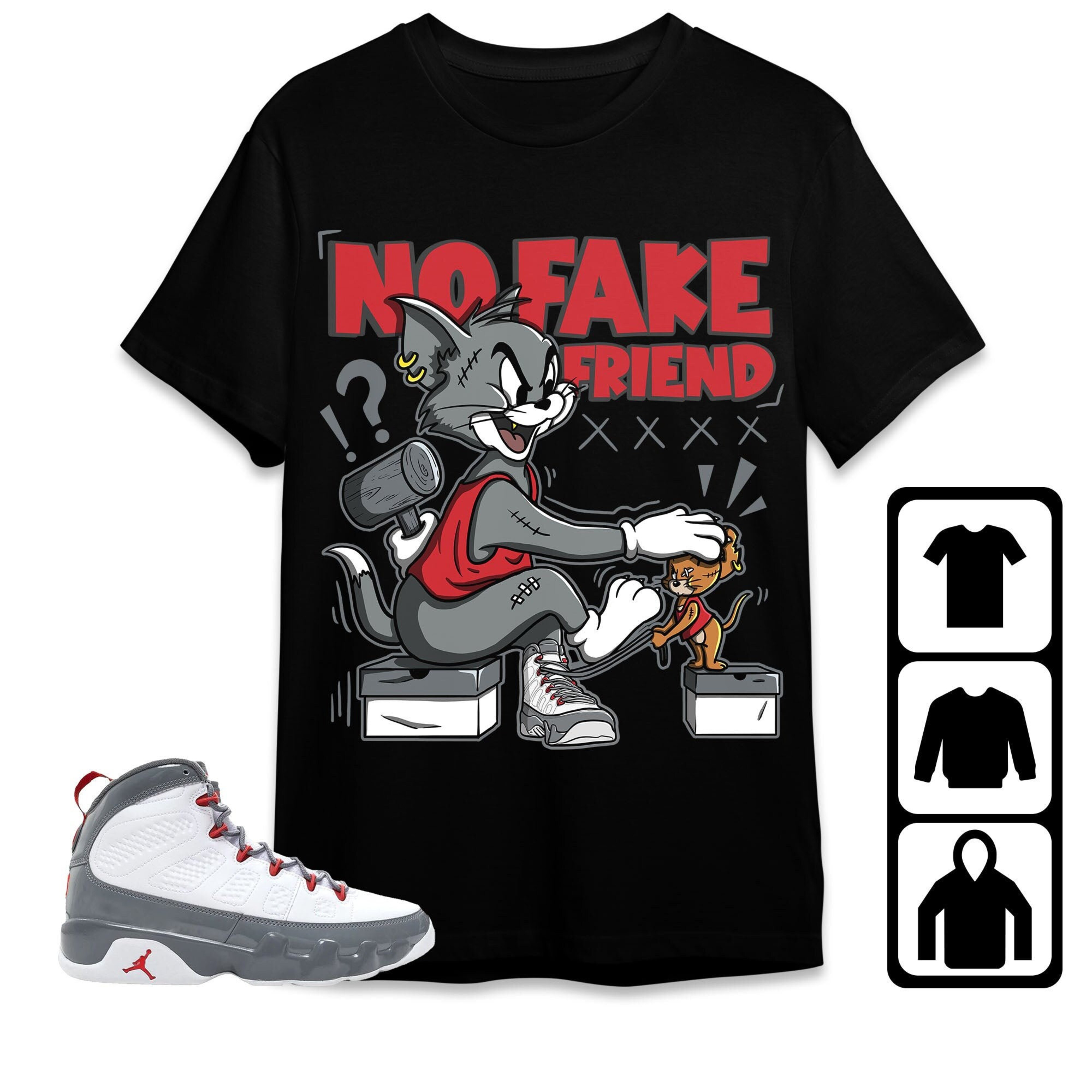 Jordan 9 Retro Fire Red Unisex Shirt Fake Friend Cat And Mouse, Shirt To Match Sneaker