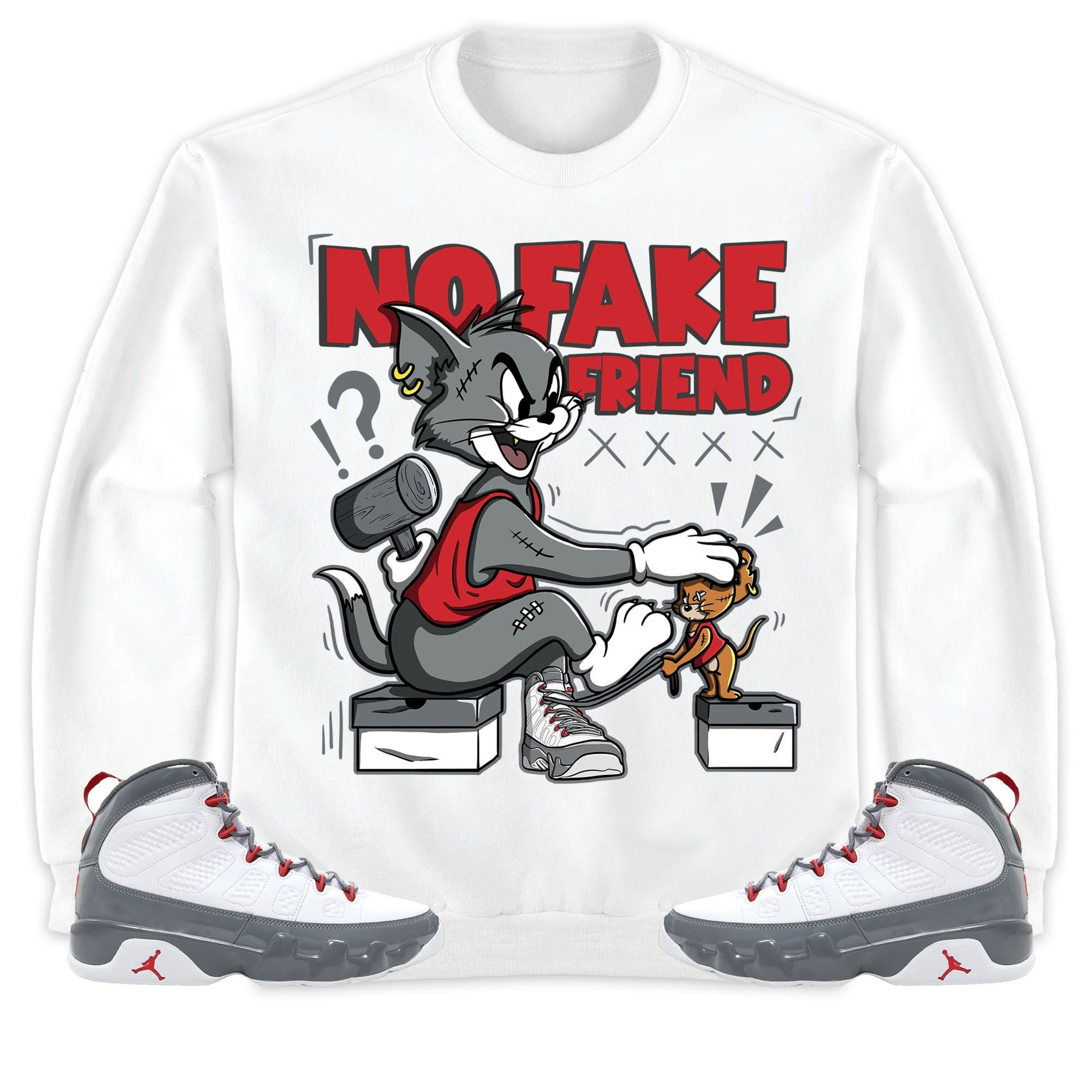 Jordan 9 Retro Fire Red Unisex Shirt Fake Friend Cat And Mouse, Shirt To Match Sneaker