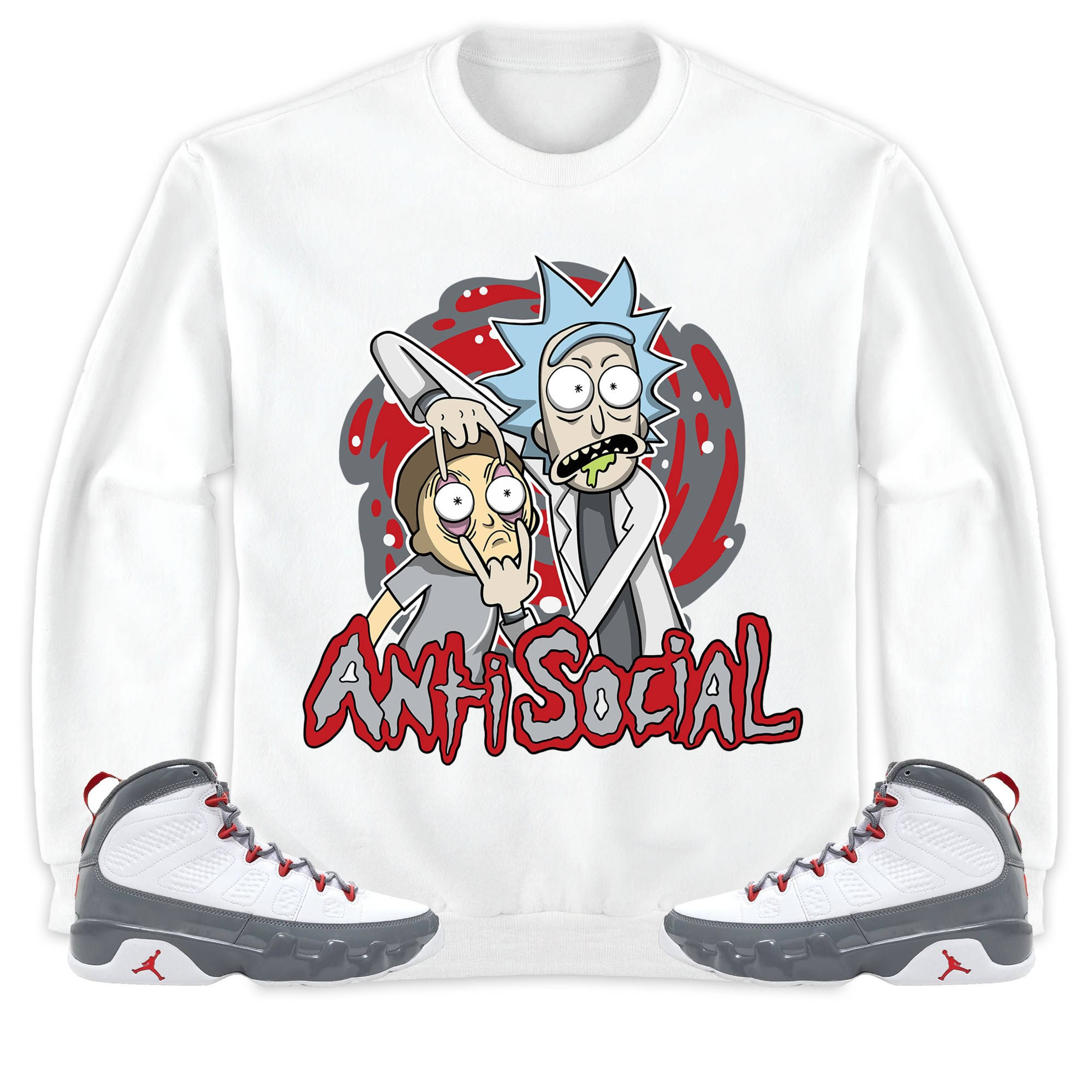 Jordan 9 Retro Fire Red Unisex Sweatshirt, Hoodie Rick Anti Social, Shirt To Match Sneaker